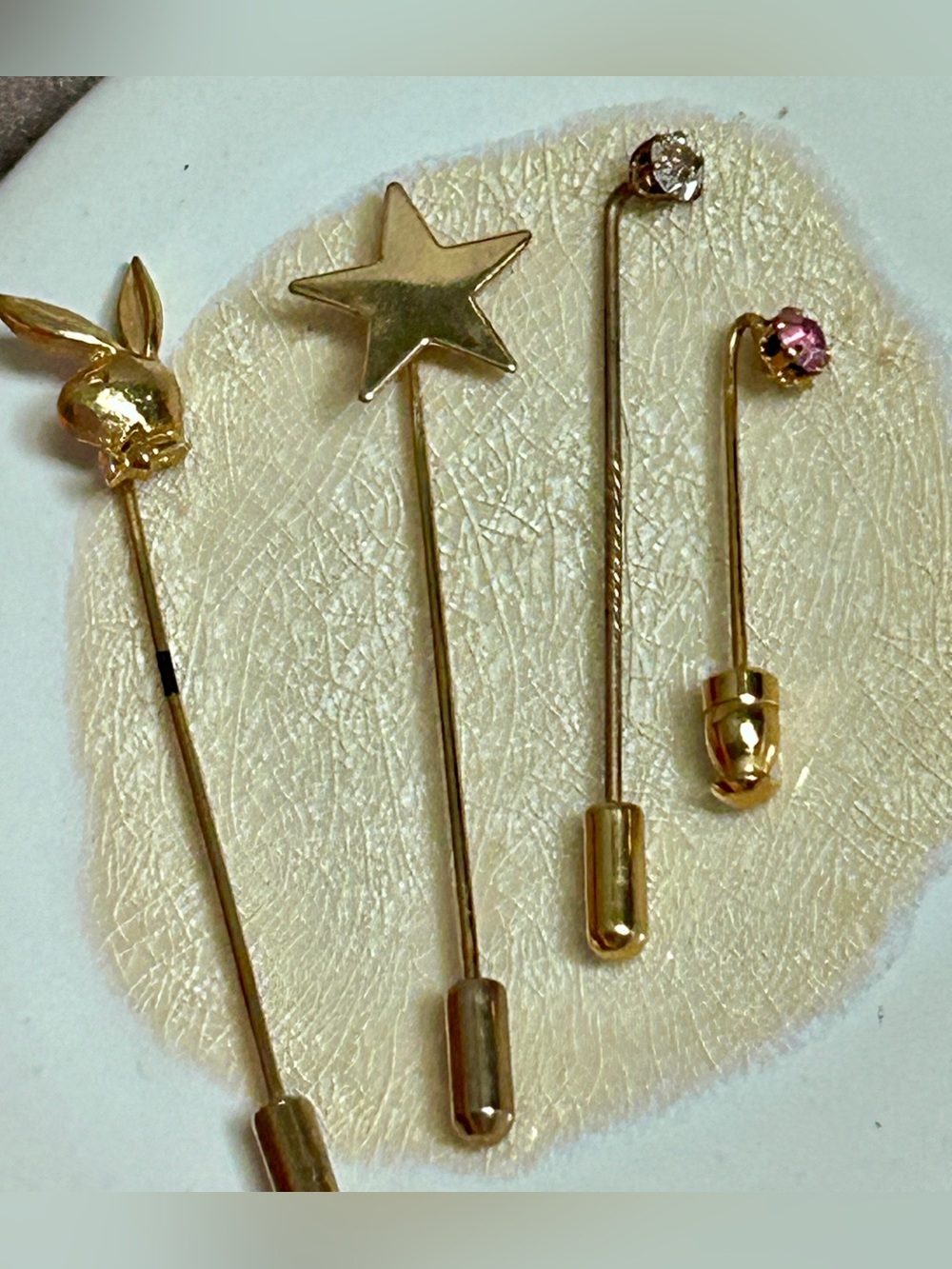 Playboy Bunny |  Star & Pink Ice & CZ Crystal Stick Pin Set - Goldtone *Read 4ea
